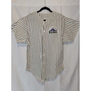 Vintage 90s Locker Line Colorado‎ Rockies MLB Stripe Jersey White